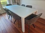 Witte eettafel met zwevend melkglas blad 180x90cm, Huis en Inrichting, Tafels | Eettafels, Ophalen, Gebruikt, 50 tot 100 cm, Vijf personen of meer