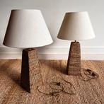 Set 2 Birma rieten rotan tafellamp vintage, Ophalen, Vintage, Zo goed als nieuw, Minder dan 50 cm