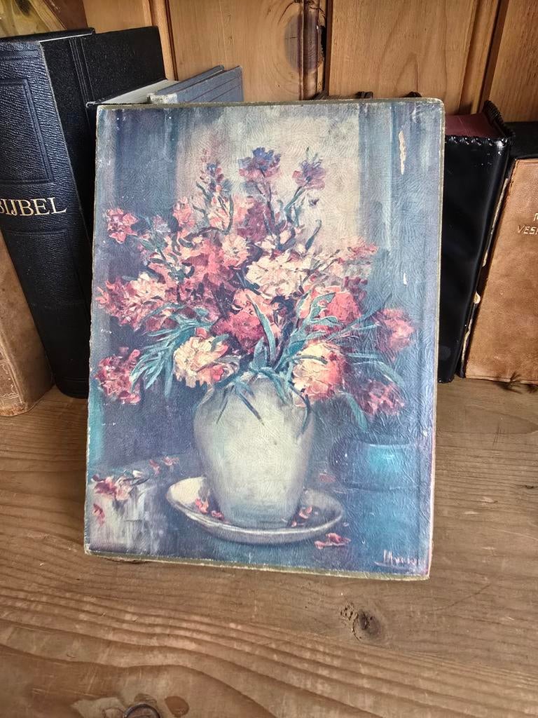 Brocante Oude Bonbondoos met Bloemenprint, Antiek en Kunst, Curiosa en Brocante, Ophalen of Verzenden
