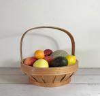 Vintage Franse spaan houten ronde mand met hengsel, Mand, Rond, Ophalen of Verzenden, Zo goed als nieuw