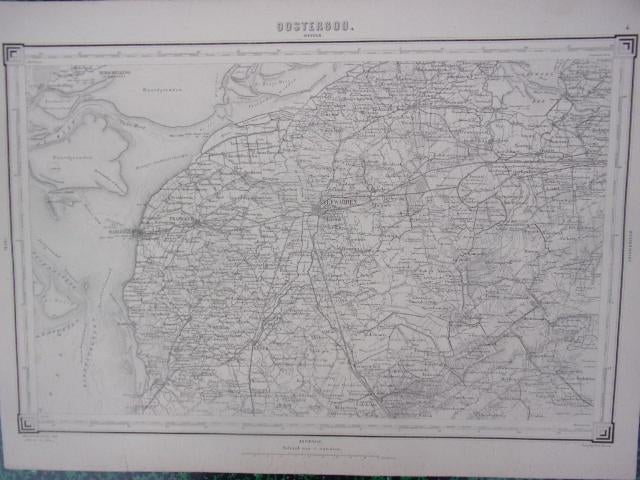Friesland Oostergoo 4 Topografische Kaart 1884, Antiek en Kunst, Kunst | Etsen en Gravures, 28 cm, 1800 - 1899, Cartografie, Ophalen of Verzenden