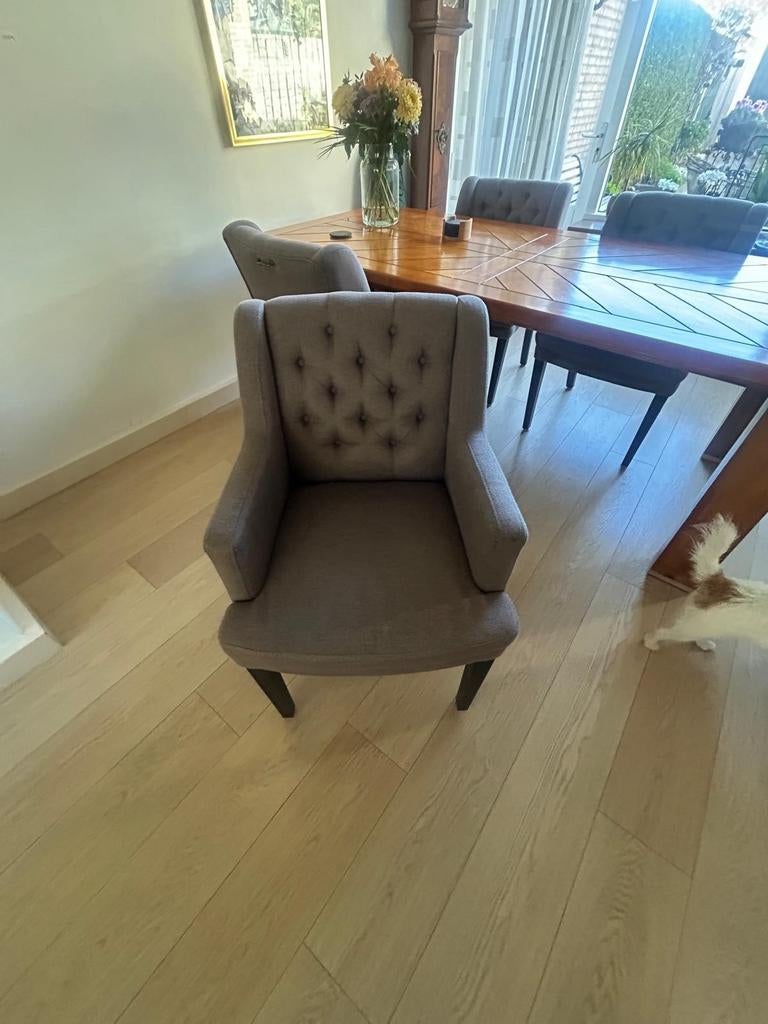 Mooie grijze keukenstoelen, vier stuks, Ophalen, Zo goed als nieuw, Grijs, Vier