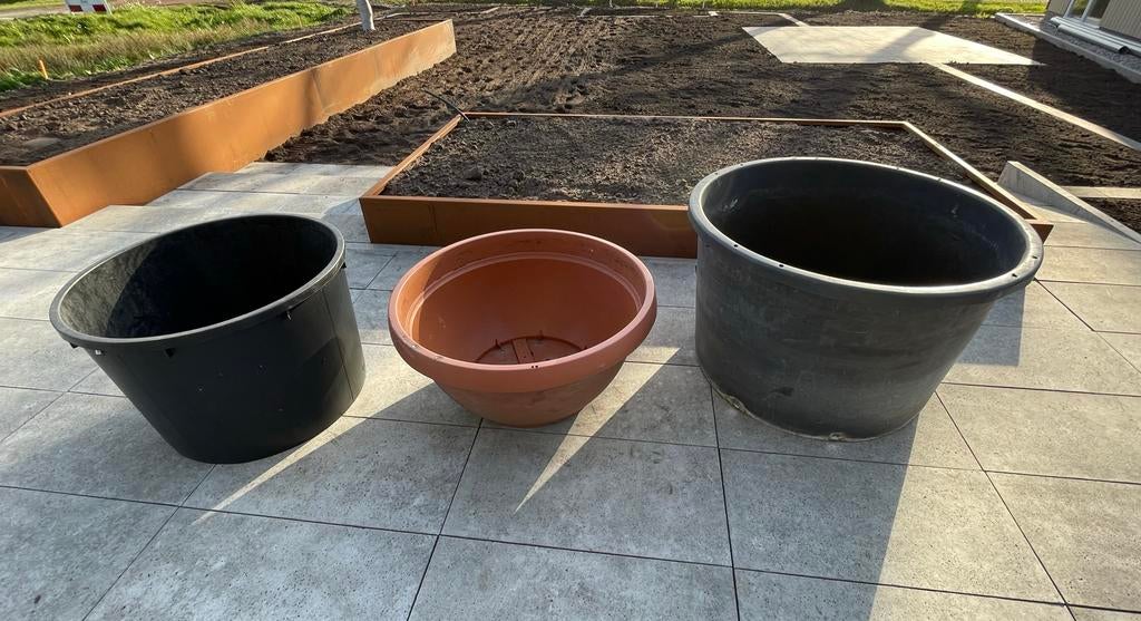 3 Gebruikte Boomkuipen - Ideaal voor Tuin en Terras, Ophalen, Kunststof, Gebruikt, Rond