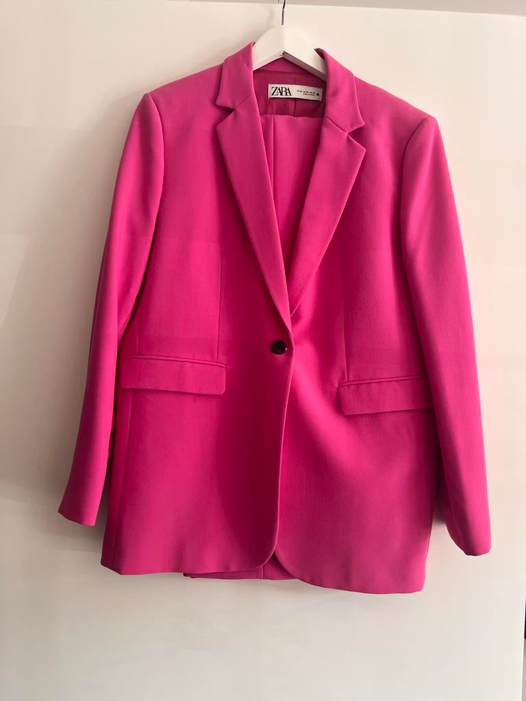 Zara fuchsia blazer, maat XL met broek mt 40, Maat 46/48 (XL) of groter, Ophalen of Verzenden, Zo goed als nieuw, Jasje