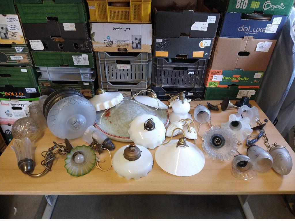 Partij antieke hanglampen - art deco / interbellum, Antiek en Kunst, Antiek | Lampen, Ophalen