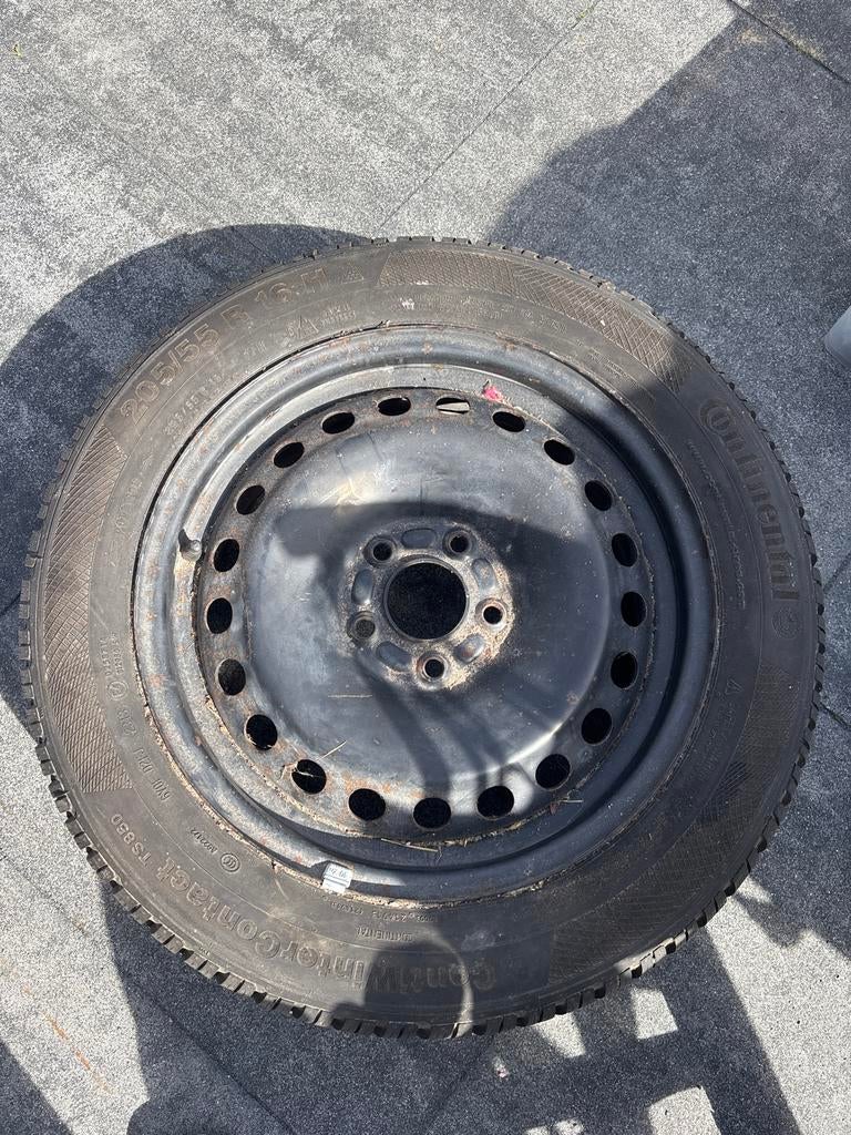 4x Velgen met oude Continental winterbanden 205/55 R16, Auto-onderdelen, Banden en Velgen, Ophalen, Gebruikt, 16 inch, Banden en Velgen