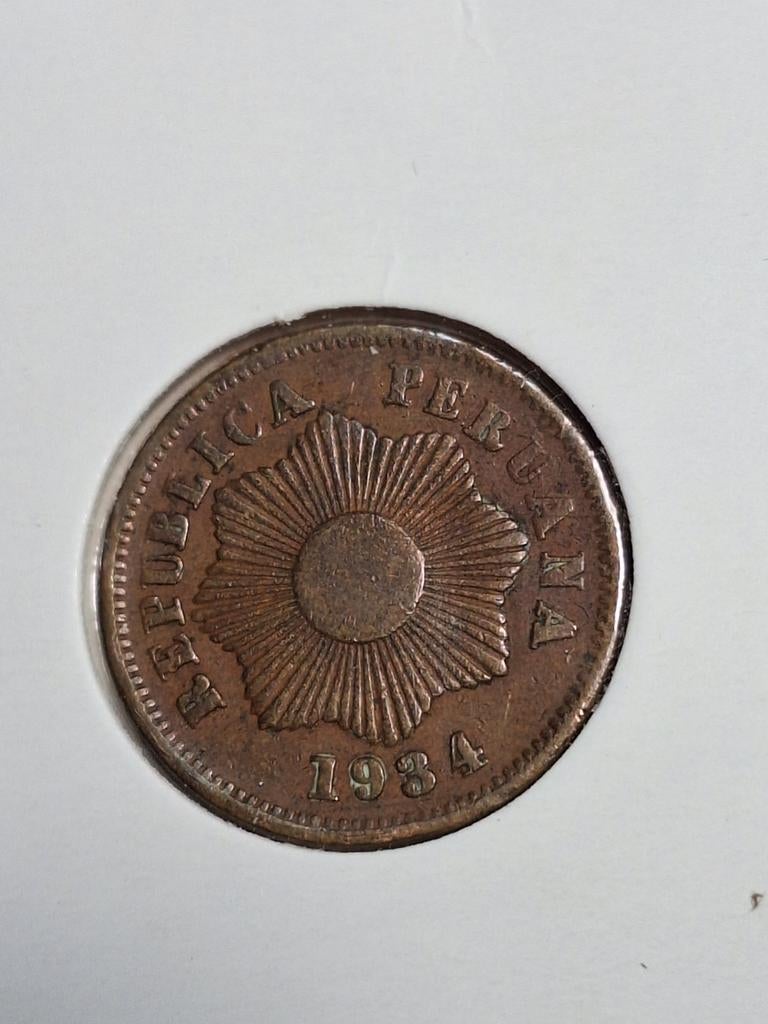 PERU 1 centavo 1934 (#25), Postzegels en Munten, Munten | Amerika, Ophalen of Verzenden, Zuid-Amerika, Losse munt