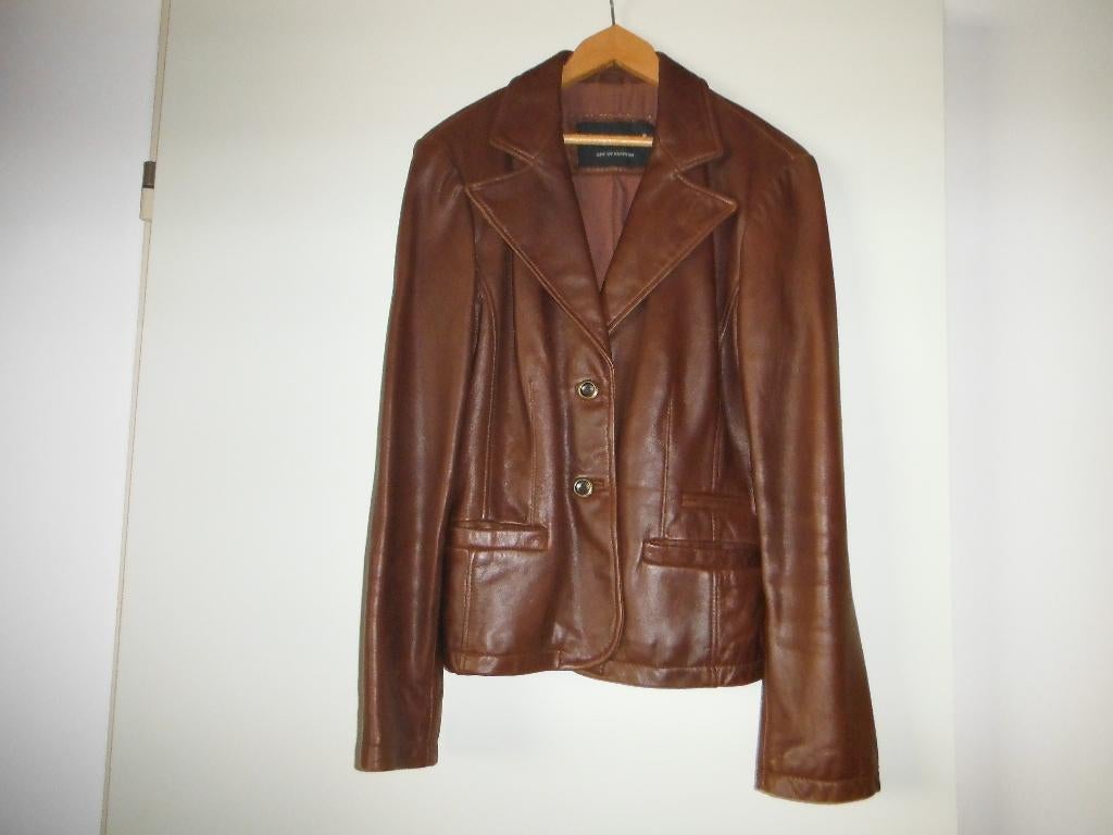 leren jas, Ophalen, Zo goed als nieuw, Maat 38/40 (M), Bruin
