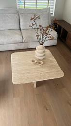 Salontafel van lichtelijk glanzend Travertin, Huis en Inrichting, Tafels | Salontafels, Ophalen, 50 tot 100 cm, Vierkant, 50 tot 100 cm