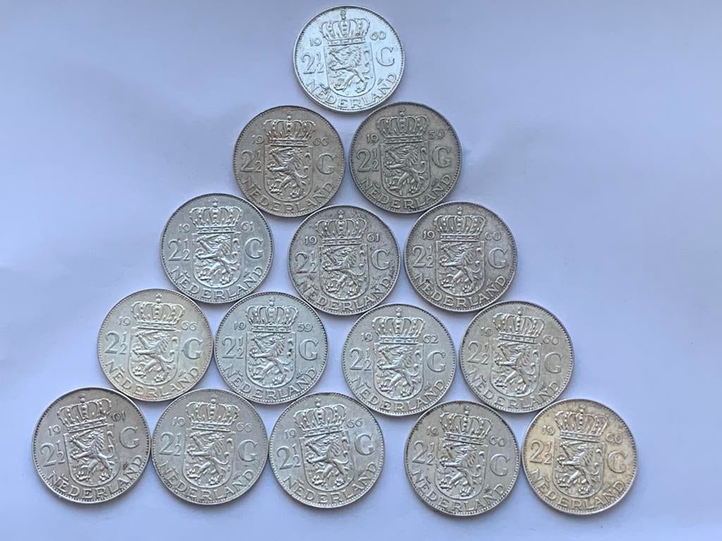 15 zilveren rijksdaalders juliana, Ophalen of Verzenden, Koningin Juliana, 2½ gulden