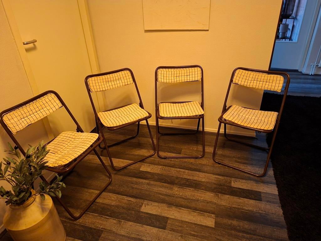 Vintage 1980 IKEA Klapstoelen Draaistoelen (4 stuks), Huis en Inrichting, Stoelen, Ophalen, Gebruikt, Bruin, Vintage, Retro, Jaren '80