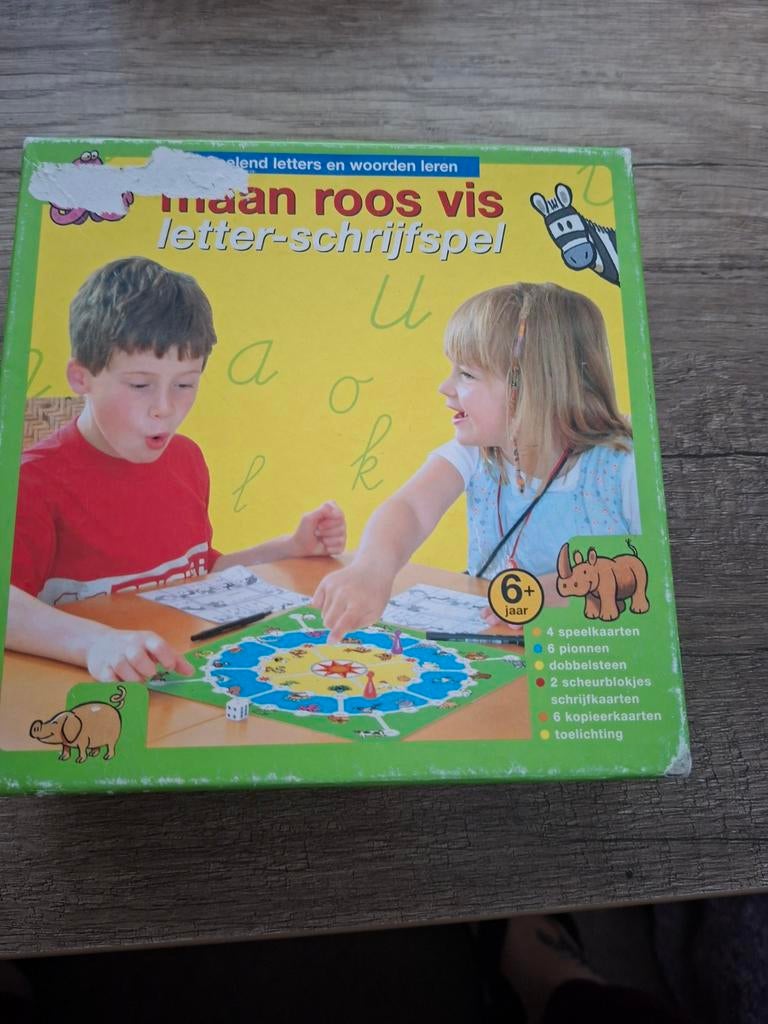Maan roos vis  letter schijf spel, Ophalen of Verzenden, Jongen of Meisje