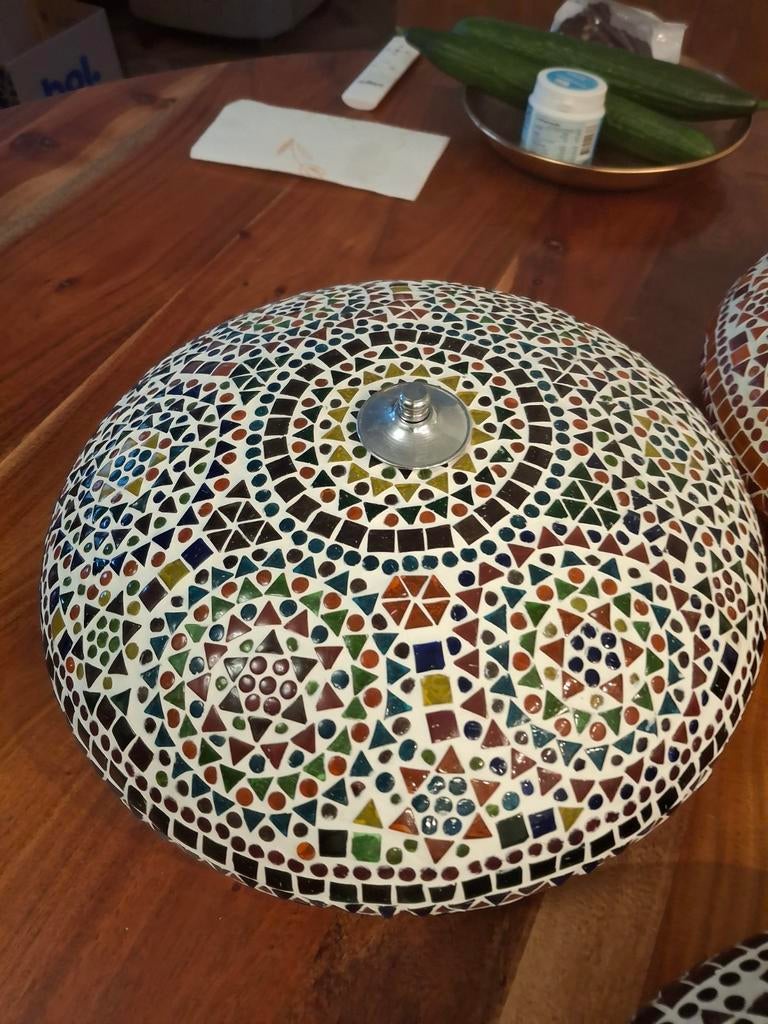 Set van 3 Mozaïek Plafondlampen - Oosters Design, Ophalen, Bruin, Gebruikt, 25 tot 50 cm