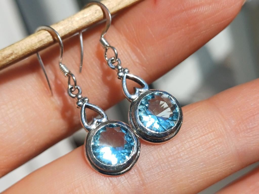 Vanoli - 925 zilveren oorbellen met blauwe topaas, Daiva1973@hotmail.com, Hangers, Vanoli, Blauw