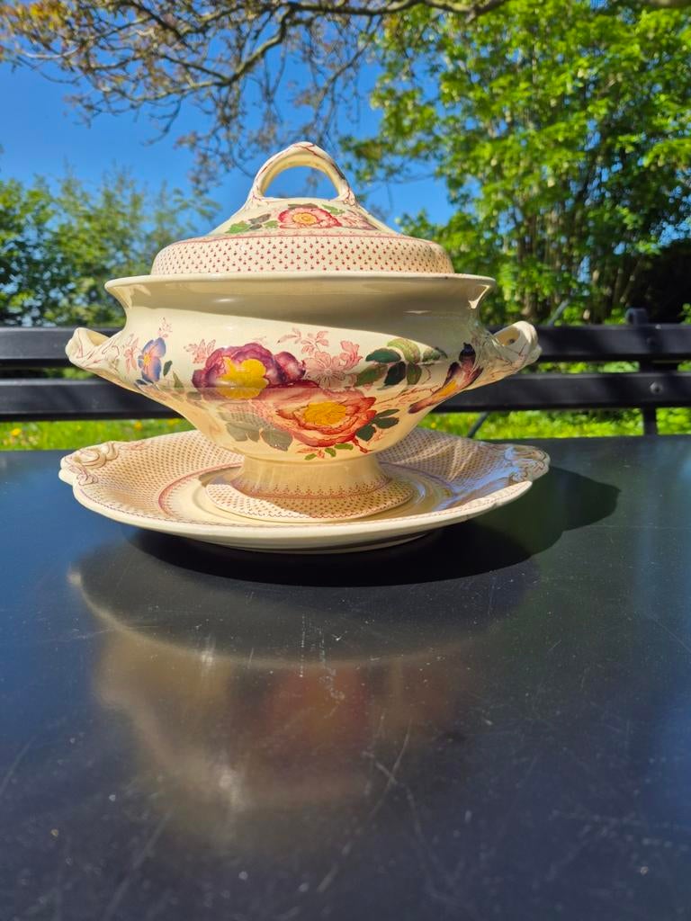 Mason's Paynsley Pink grote terrine met onderschotel, Antiek en Kunst, Antiek | Servies los, Ophalen of Verzenden