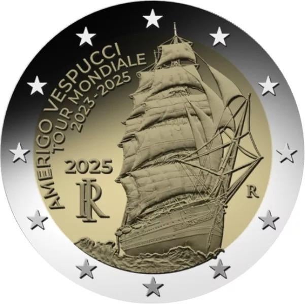 Speciale 2 Euro ITALIË 2025 "Amerigo Zeilschoolschip" unc., Postzegels en Munten, Munten | Europa | Euromunten, Ophalen of Verzenden