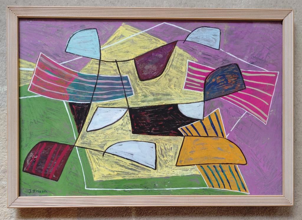 HANS ITTMANN 1914-1972 == abstract == gemengde techniek, Ophalen of Verzenden