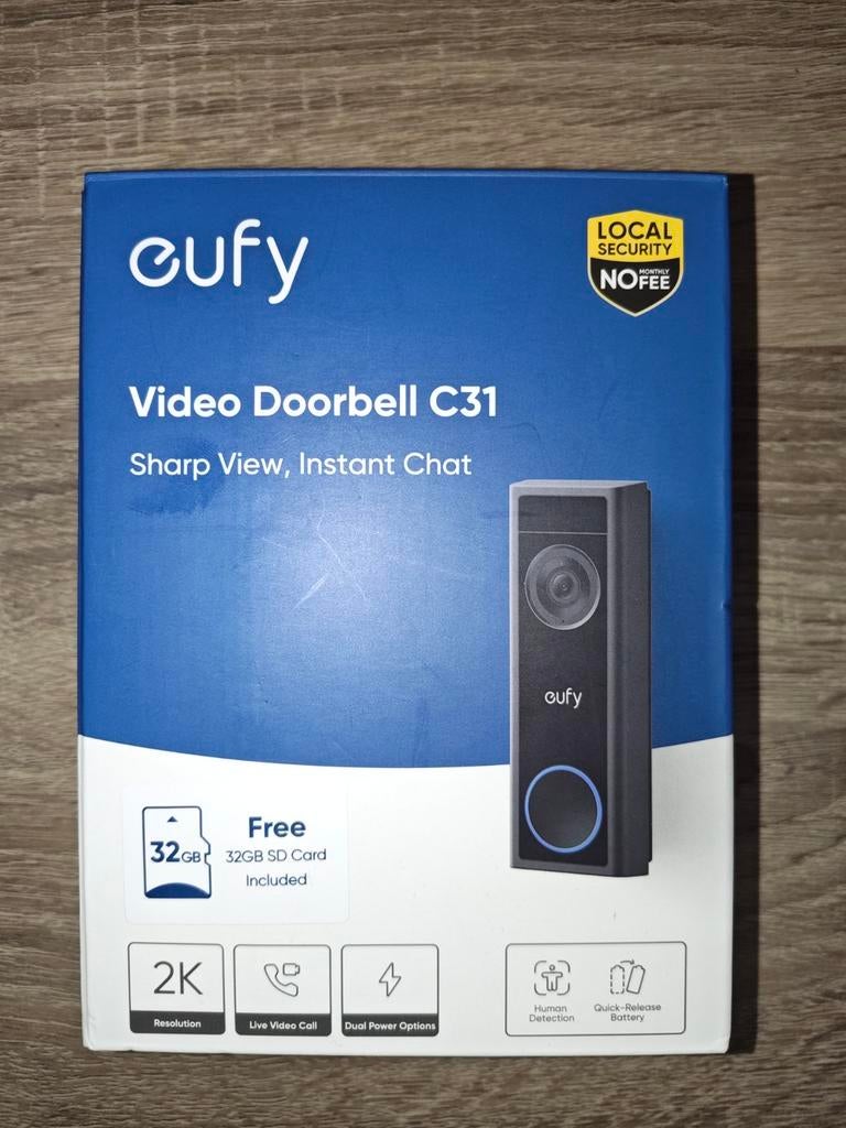 Eufy Video Deurbel C31 met Chime - Scherpe 2K Beelden, Ophalen of Verzenden, Bewegingsdetectiesensor, Zo goed als nieuw, Draadloos