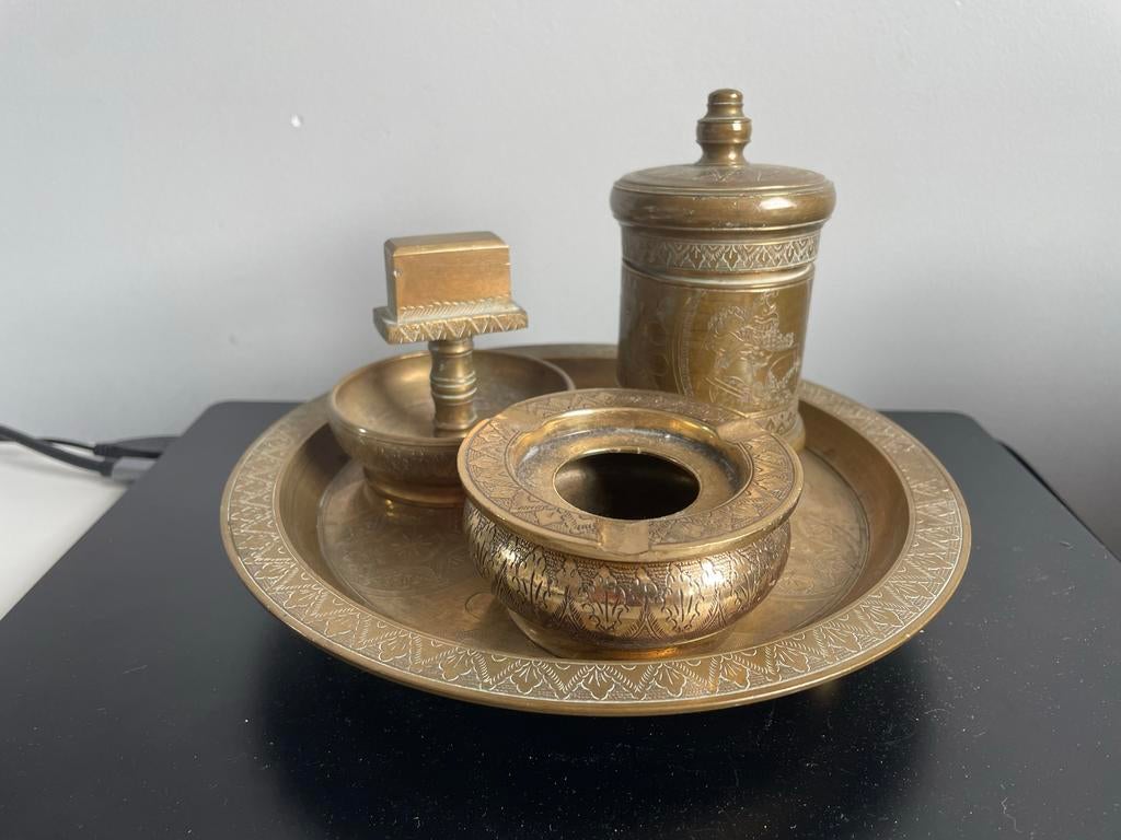 Antieke Messing Rookset - Compleet - Begin 20e Eeuw, Antiek en Kunst, Ophalen of Verzenden