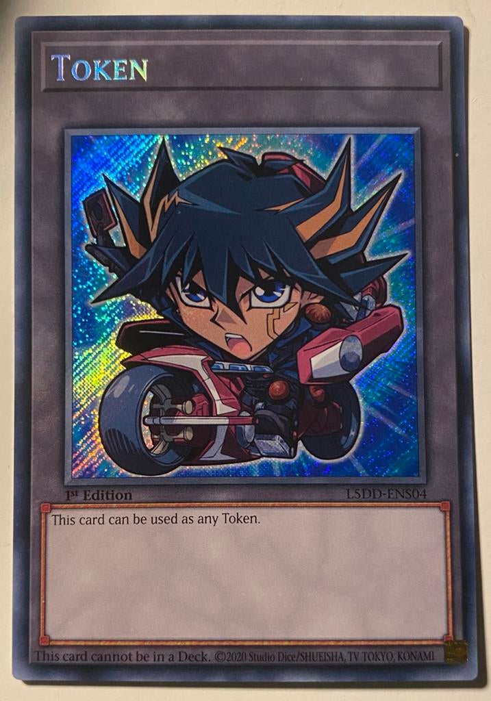 Yu-Gi-Oh! Yusei L5DD Token 1st Edition !, Ophalen of Verzenden, Gebruikt, Losse kaart, Foil