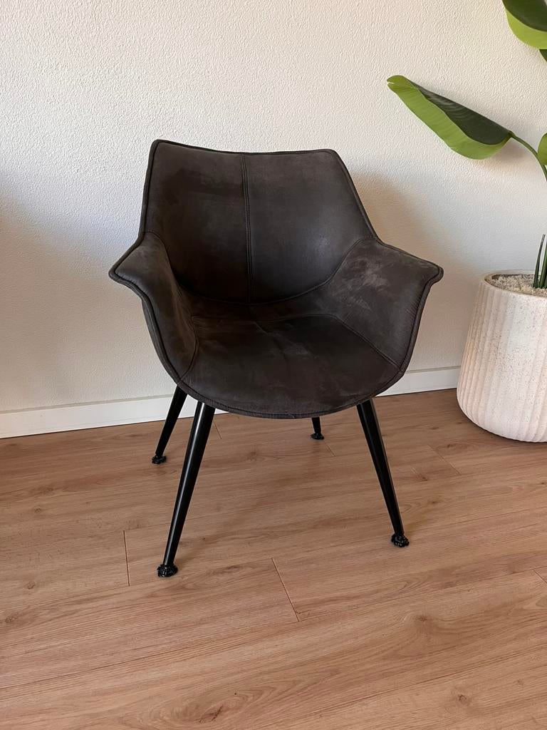 4x Eleonora eetkamerstoel donkergrijs, Ophalen, Zo goed als nieuw, Metaal, Eén