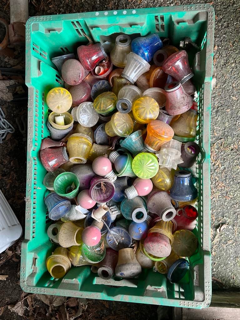 Vintage kermislampjes cabochon drie kratten Parade, Ophalen, Gebruikt, Vintage