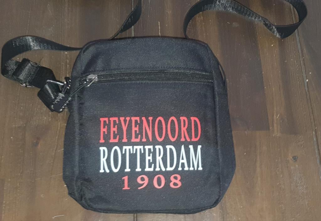 Stoere Feyenoord schoudertas met opdruk 'Feyenoord Rotterdam, Ophalen of Verzenden, Zwart
