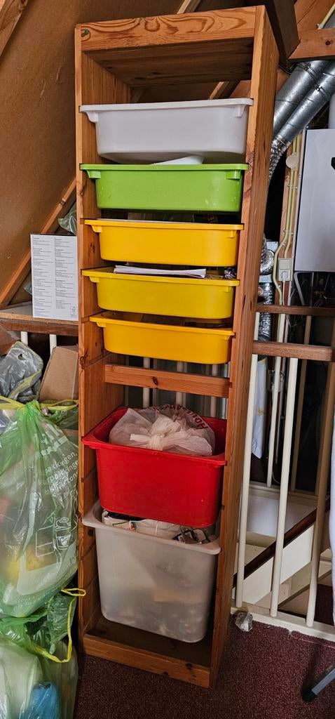 Houten stellingkast met bakken, Ophalen of Verzenden