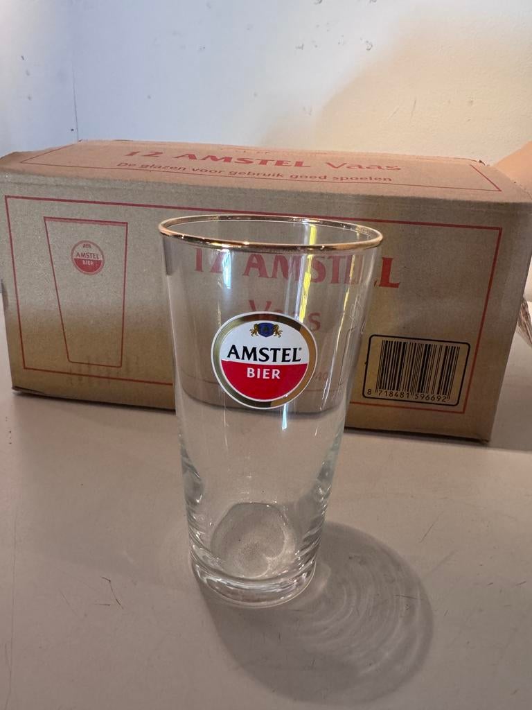 Vaasje Amstel glaswerk nieuw, Ophalen, Zo goed als nieuw, Glas of Glazen, Amstel