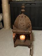 Grote vierkante roestkleurige kandelaar met deurtje, Ophalen, Gebruikt, Metaal, Kandelaar