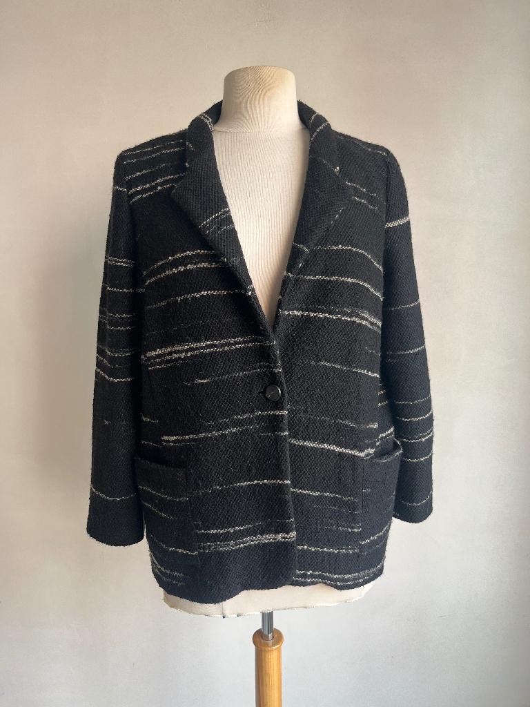 ba&sh jas maat 3 zwart wit jas, Kleding | Dames, Maat 38/40 (M), Verzenden, Zwart, Zo goed als nieuw