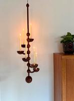 Vintage Deense teakhouten hangende kandelaar, jaren ‘60, Bruin, Ophalen of Verzenden, Zo goed als nieuw, 75 cm of meer