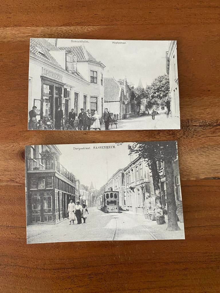 Oude ansichtkaarten Sassenheim - Hoofdstraat en Dorpsstraat, Ophalen of Verzenden, Zo goed als nieuw