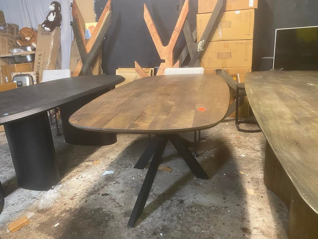 Deense ovale eettafel 181x91 met stalen spinpoot, Huis en Inrichting, Tafels | Eettafels, Ophalen, Nieuw, 50 tot 100 cm, 150 tot 200 cm