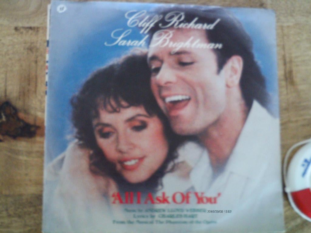 cliff richard / sarah brightman - all l ask of you, 7 inch, Ophalen of Verzenden, Pop, Single