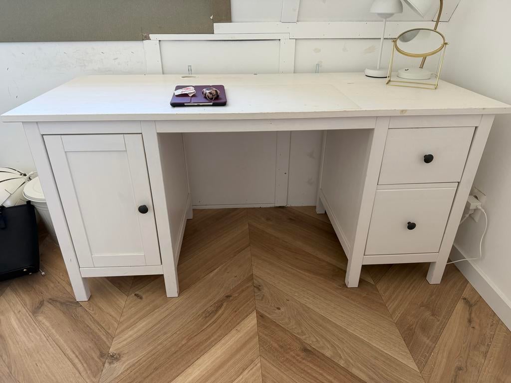 IKEA Hemnes bureau met opzetstuk - wit, Ophalen, Gebruikt, IKEA, Wit