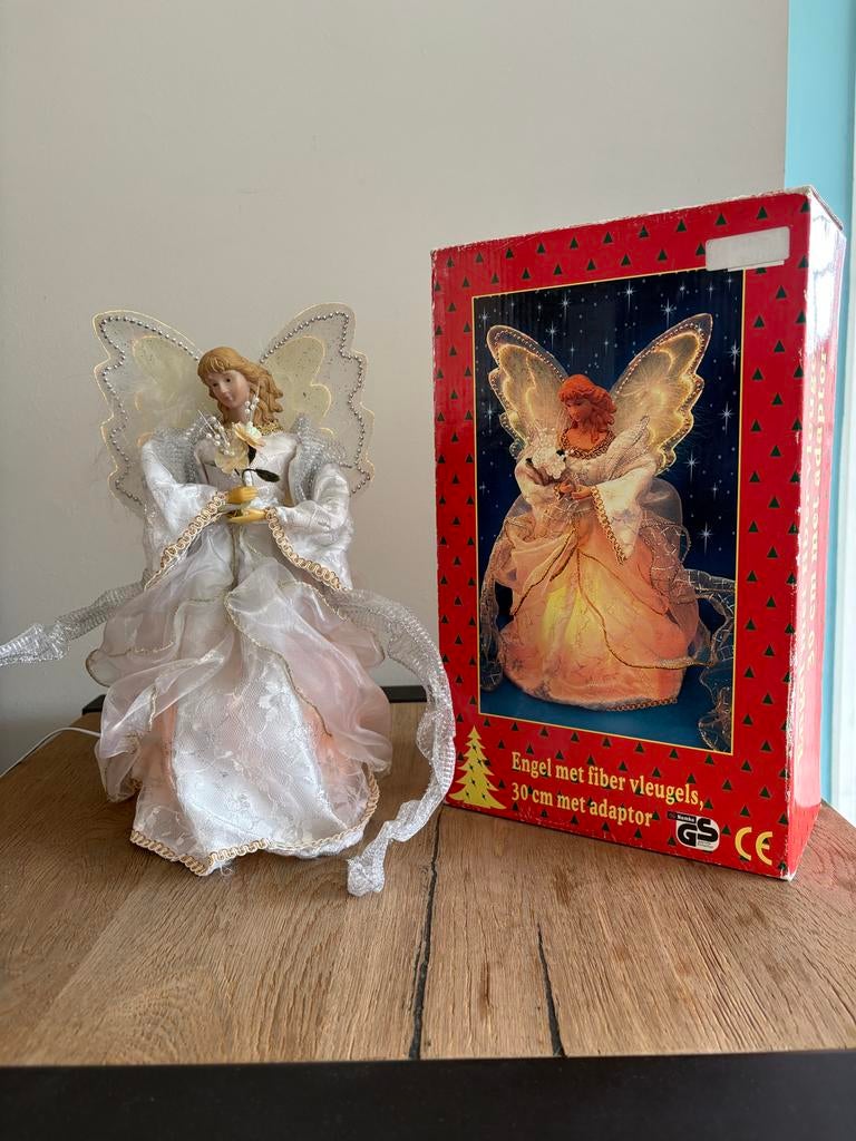 Kerstengel met fiber vleugels, Diversen, Kerst, Ophalen of Verzenden, Gebruikt