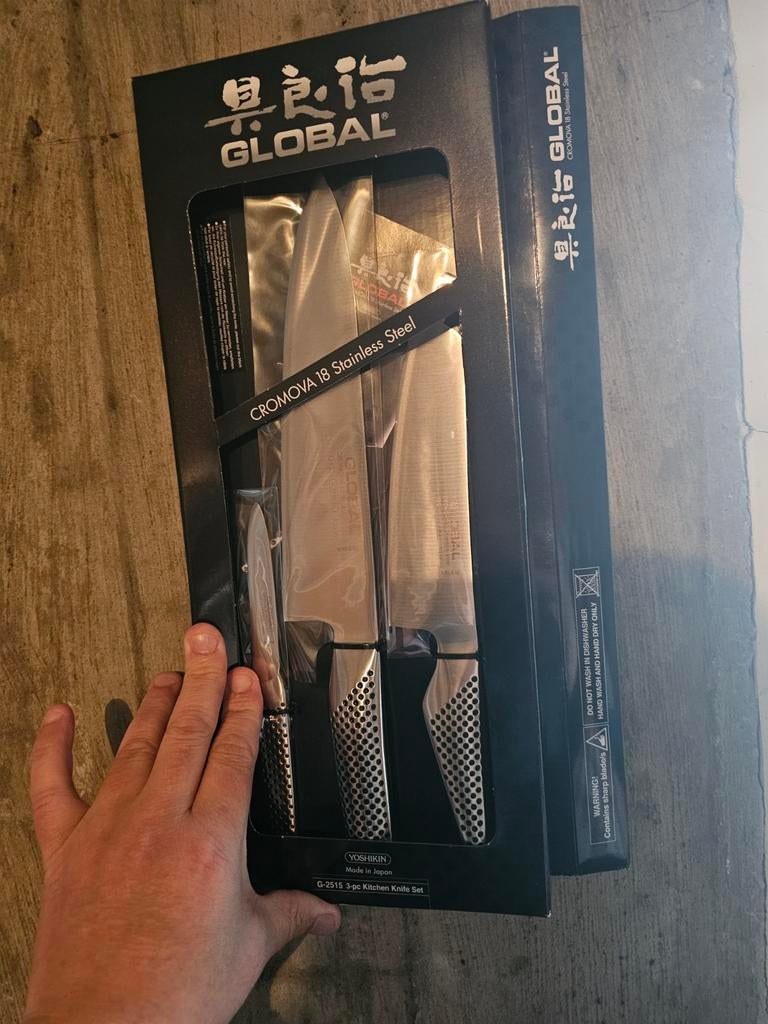 Global Messenset - Nieuw in doos!, Nieuw, Ophalen of Verzenden, Rvs of Chroom, Vaatwasserbestendig