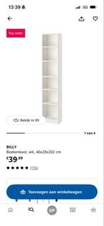 IKEA Billy Boekenkast Wit - 40x28x202 cm, Huis en Inrichting, Kasten | Boekenkasten, Ophalen, Met plank(en), Minder dan 50 cm