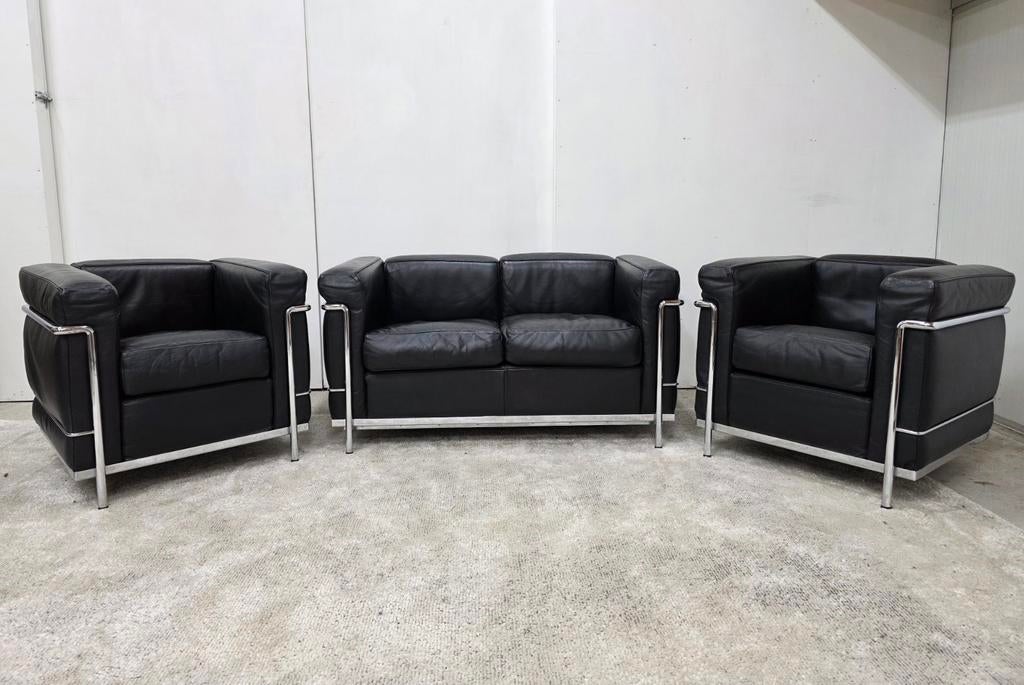 Cassina LC2 Grand Confort bank + 2 fauteuils Le Corbusier, Ophalen of Verzenden, Nieuw