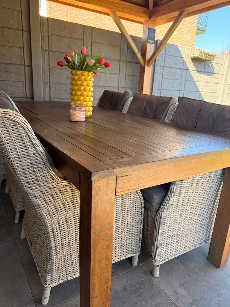 6 persoons Tuinset bois le duc, Tuin en Terras, Ophalen, Zo goed als nieuw, Rechthoekig, Hout