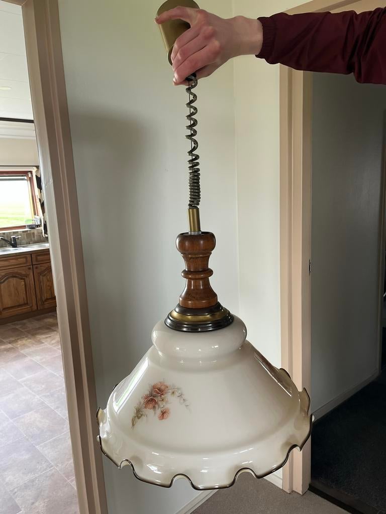 Hanglamp met bloemmotief, Ophalen, Gebruikt, Glas, Minder dan 50 cm