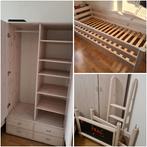 Flexa white-wash Kledingkast en half-hoogslaper, Ophalen, Gebruikt, Lattenbodem, 70 tot 85 cm