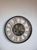 Grote Wandklok met Zichtbaar Uurwerk - Industrieel Design, Ophalen, Zo goed als nieuw, Analoog, Wandklok
