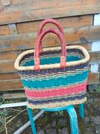 Ovale mand Bolgatanga Ghana 2 lederen handvatten oersterk, Ophalen of Verzenden, Nieuw, Ovaal, Overige materialen