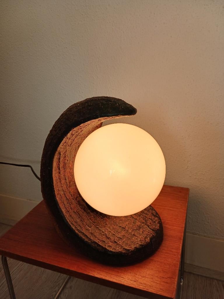 Brutalistische Tafellamp + Keramiek wandklok Vintage jaren70, Ophalen, Brutalistisch Vintage, Gebruikt, Minder dan 50 cm