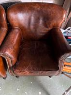 Vintage Leren Dames Stoel - Chesterfield Stijl, Huis en Inrichting, Fauteuils, Ophalen, Gebruikt, Leer, 75 tot 100 cm