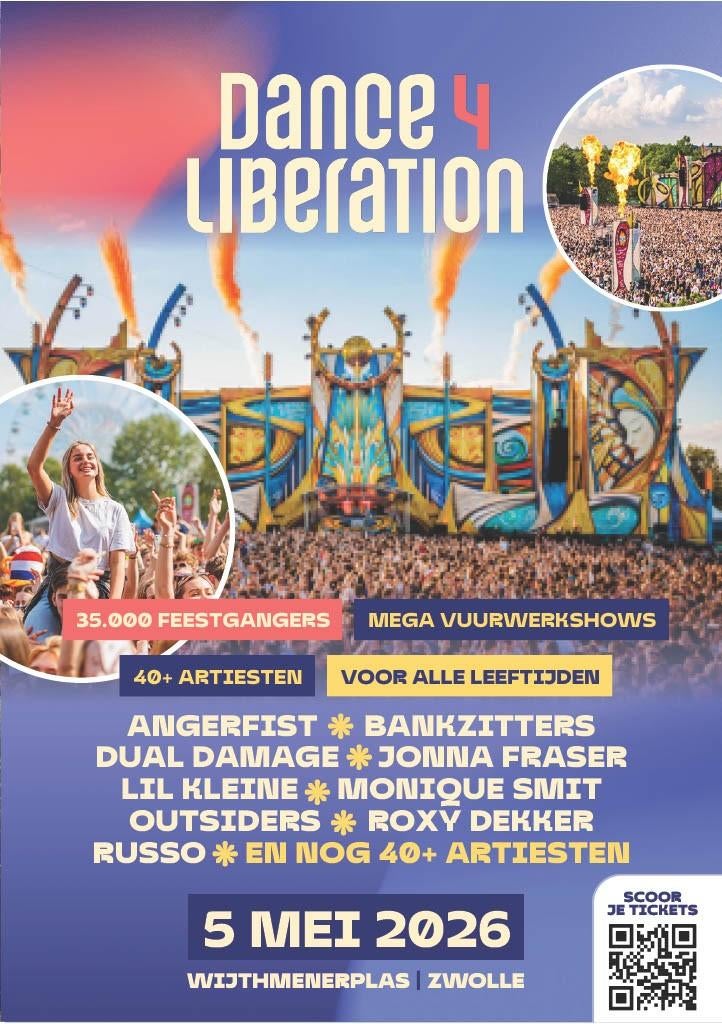 10 Tickets Dance4Liberation Zwolle, Drie personen of meer, Mei