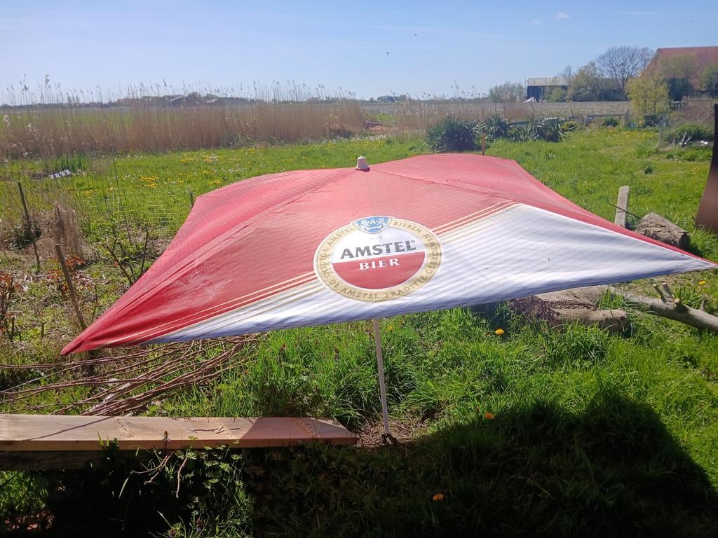 Prima parasol Amstel Bier -, Ophalen of Verzenden, Gebruikt, 2 tot 3 meter, Stokparasol