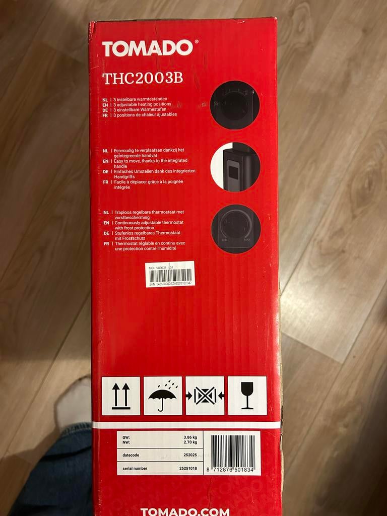 Elektrische kachel Tomado THC2003B, Overige soorten, Elektrisch, Nieuw, Ophalen of Verzenden